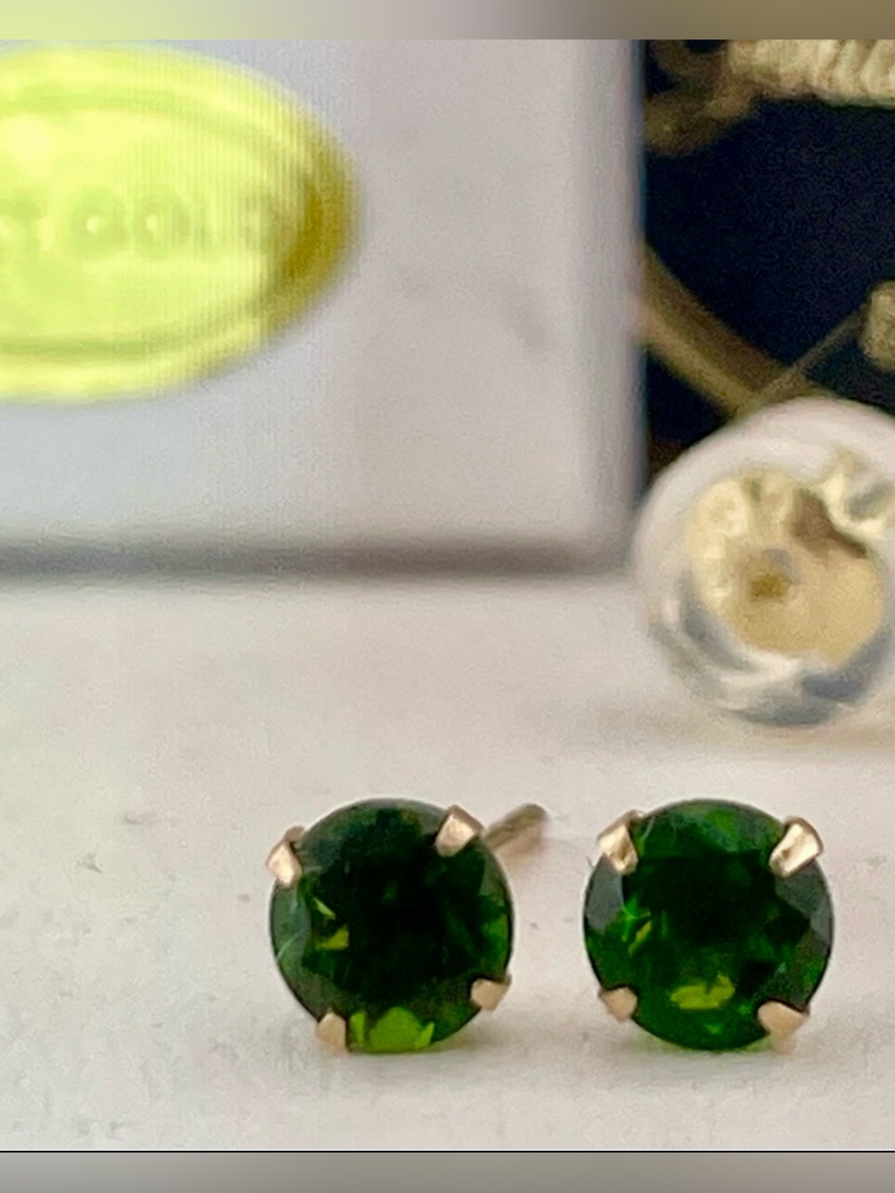 14KT solid Tsavorite stud earrings 4mm .25ct each .50ct Total
